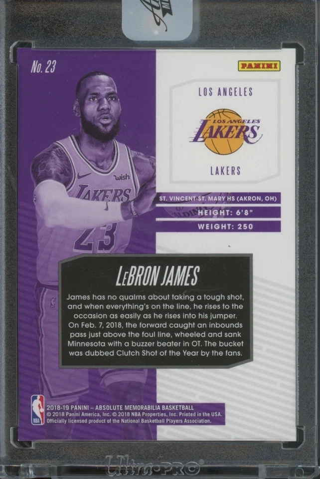 2018-19 Panini Absolute Basketball LeBron James #23 - Image 2 of 2