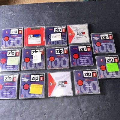Lot 14 Iomega Zip 100 Disks Mac Formatted Fonts Photos Vintage Storage