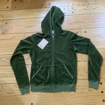Juicy Couture Pam Gela Fond Velour Basics Zip Hoodie Green Women's Large NWT
