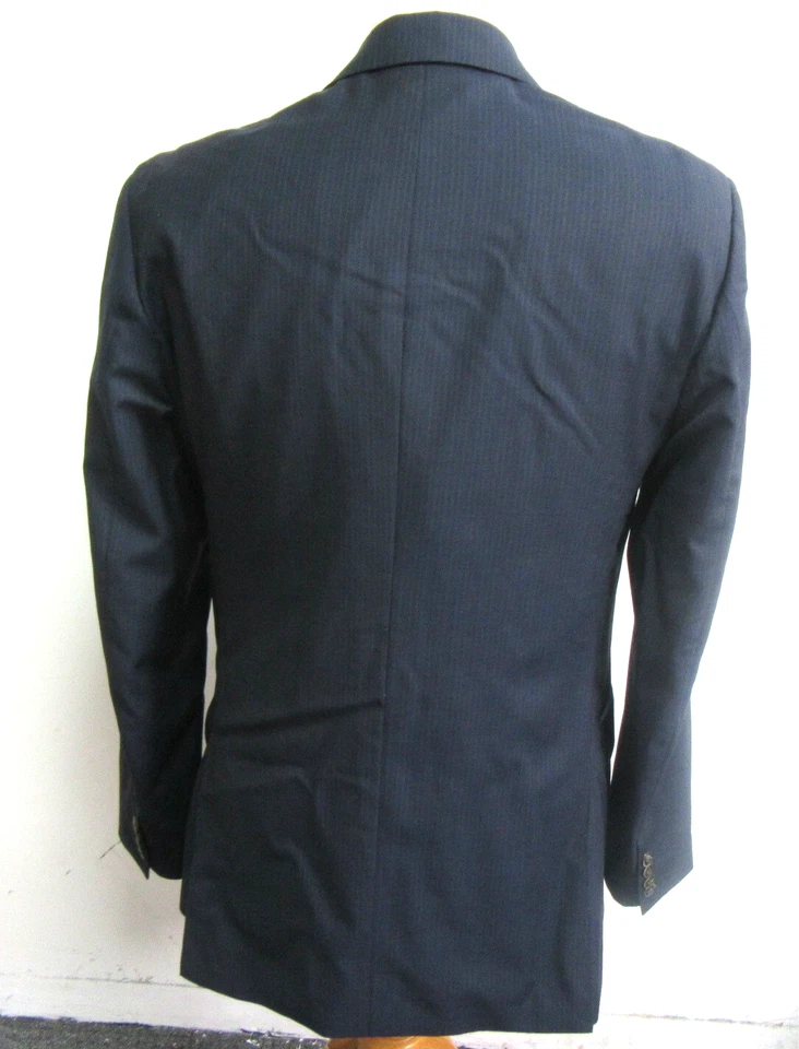 MICHAEL BASTIAN 海军蓝条纹缺口翻领 2 按钮双通风西装外套 尺寸 42 L — 第 3/4 张图片