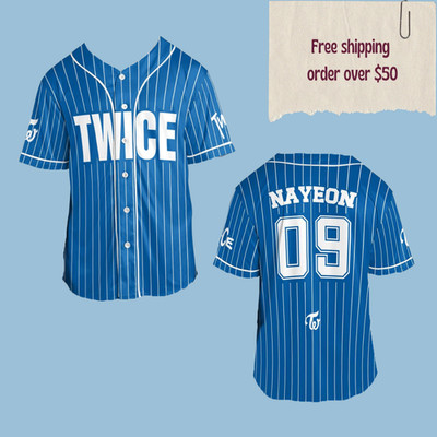 TWICE THIS IS FOR Blue Baseball Jersey Once Merch Shirt Kpop