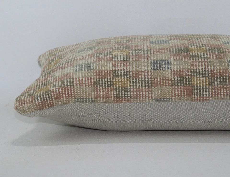 Turkish Kilim Rug Throw Pillow Cover Cushion Cover 16''x24'' Nomad Vintage Kelim - Image 4 of 4