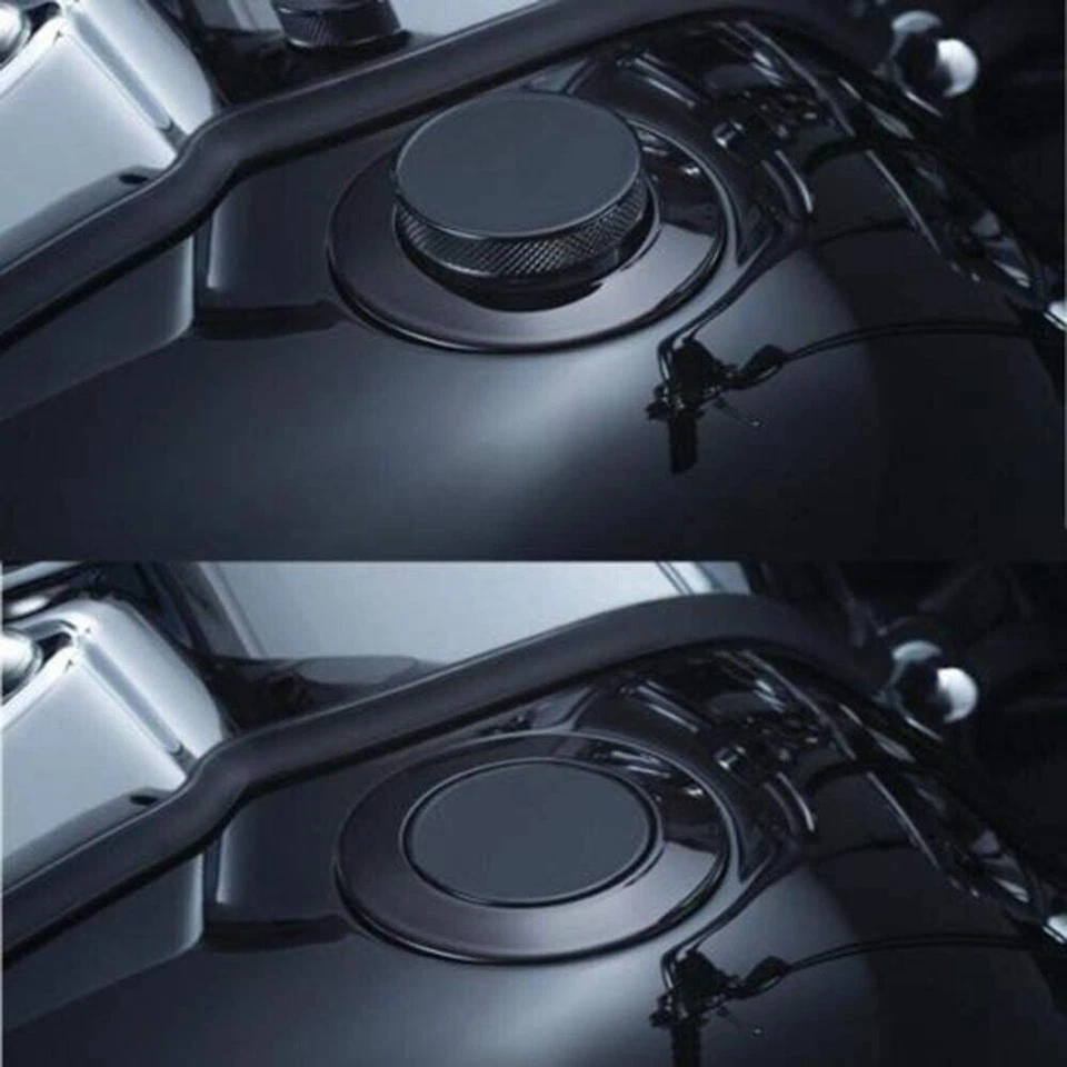 Tanque de combustible con tapa de gasolina emergente negra para Harley Softail Dyna Sportster 883 1200 Foto 4 de 4