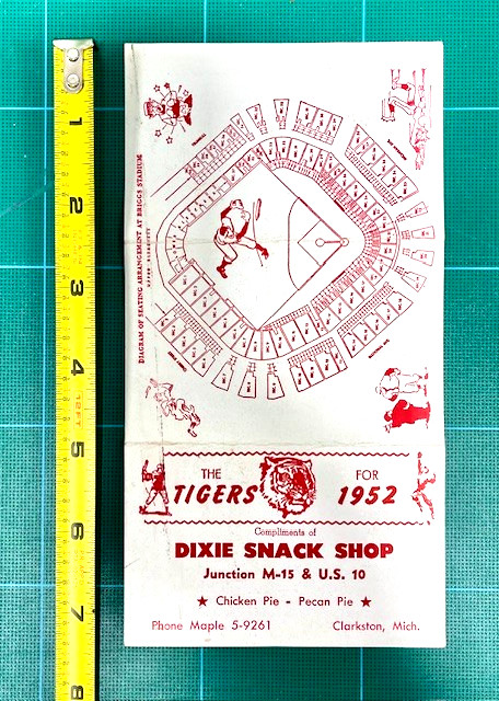 RARE ORIGINAL 1952 Detroit Tigers Baseball Schedule TV schedule Briggs Stadium