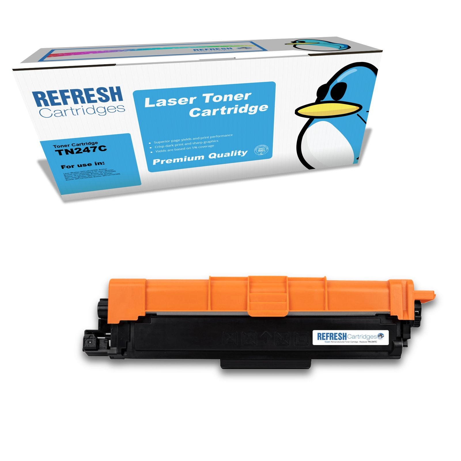 Refresh Cartridges Cyan TN-247C Toner Compatible With Brother Printers