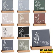 Inspirational Desk Signs Set Motivational Quotes Wooden Stands Office Decor New