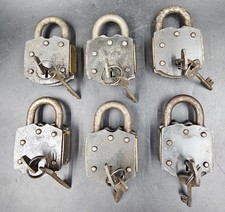 3 Antique Style 4" Padlocks Iron Lock and Key Old Vintage Antique padlock Lot