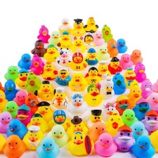 100 Pcs Rubber Ducks Bulk - Cute Mini Floating Bath Toys, Party Favors, Pool Dec