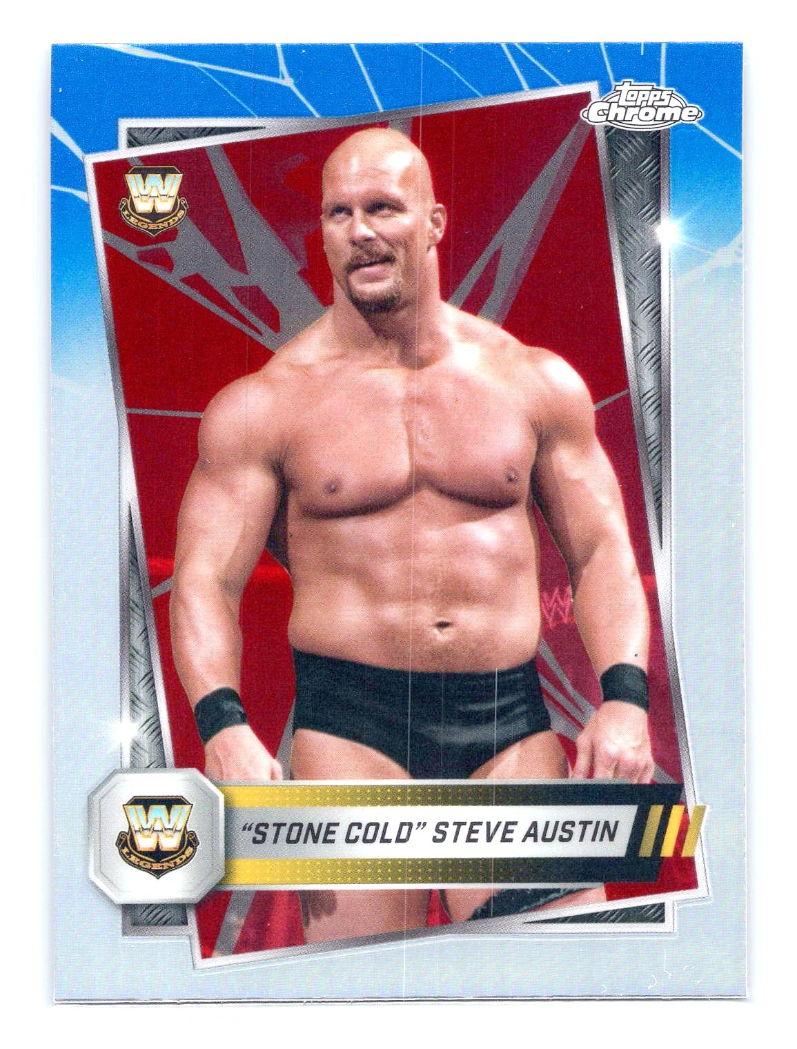 Stone Cold" Steve Austin 2025 Topps Chrome WWE #6 Red & Blue Refractor
