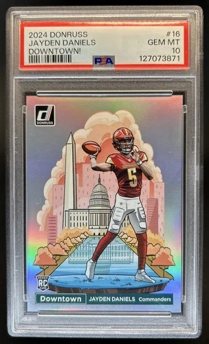 2024 Panini Donruss Jayden Daniels Downtown! SSP RC Rookie #16 Commanders PSA 10