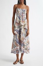FARM Rio Boho Glam Loop Trim Asymmetrical Maxi Dress Resort Cottagecore