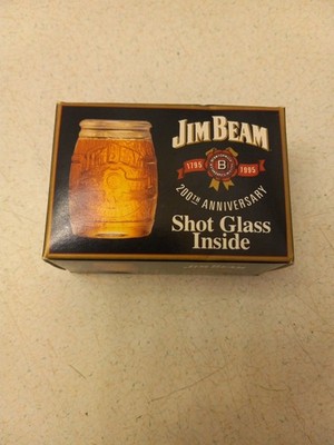 Jim Beam 200th Anniversary 1795-1985 EMPTY Shot Glass Premium Advertising