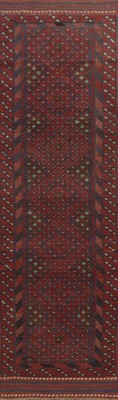 Handmade Red Balouch Afghan Runner Rug 2x9 Ft Hallway Oriental Wool Carpet