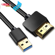 6.6FT USB to HDMI Adapter Cable, USB to HDMI Male 1080P HD Monitor Display Audio