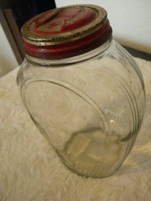 vintage Owens Illinois art deco jar with knife opening Vacuum Packed Lid