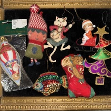 Vintage Ornament Lot Of 7 Assorted 