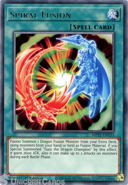 MP21-EN133 Spiral Fusion Rare 1st Edition Mint YuGiOh Card