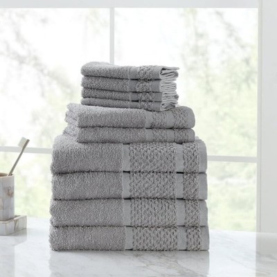 Lnghfd Gray Mainstays 10 Piece Bath Towel Set with Upgraded Medium, 