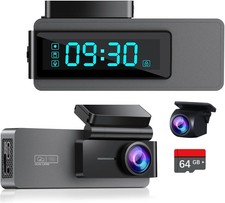 2.5K 1080P Dual Dash Cam with Night Vision   Front and Rear Recording, 64GB