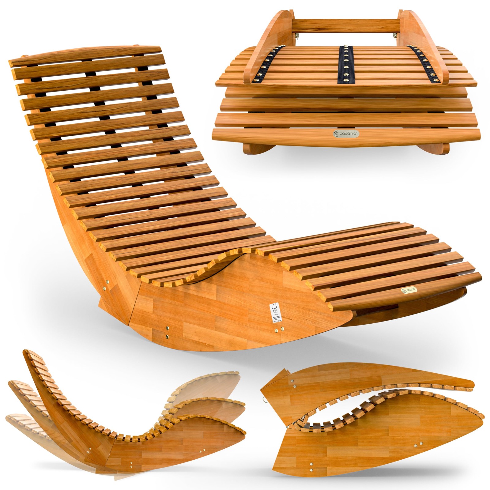 Sedia Sdraio Dondolo Java in Legno Acacia | Pieghevole Portata 160kg
