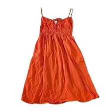 Quince 100% Organic Cotton Keyhole Midi Dress Women Large Orange Sundress