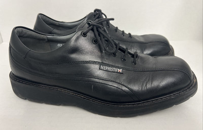 Mephisto Korey Oxfords Men's 9 Bicycle Toe Black Leather Shoes Lace-Up Comfort