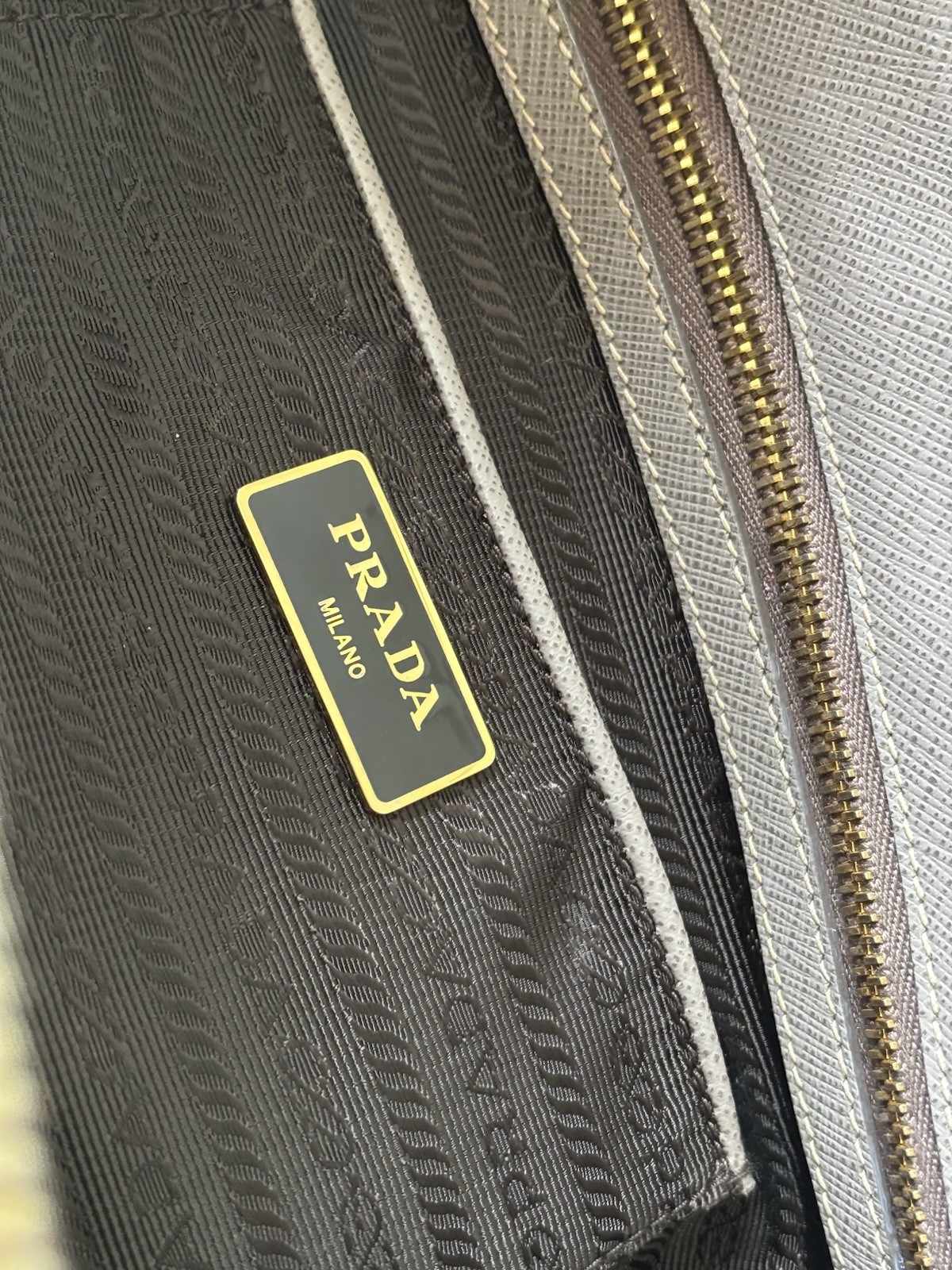 Authentic Prada Saffiano Lux Tote Bag – Taupe image 8