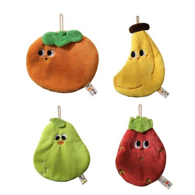Soft Corals Velvets Hand Towel with Fun Fruit Motifs for Quick Drying and