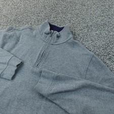 Brooks Brothers Sweatshirt Mens S Gray 1/4 Zip Mock Neck Pullover Fleece Sweater