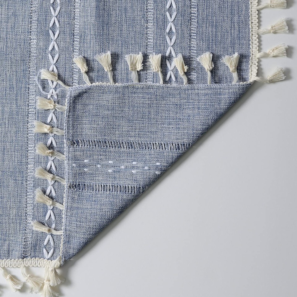 Boho Kitchen Curtains 36 Inch Length French Striped Farmhouse Vintage