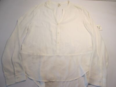 NWT Frenchi Womens Size L V-Neck Shirt White Long Sleeve Buttons Front Casual