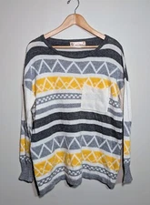 E2 Clothing Royal Aztec Oversized Sweater Women's Size M