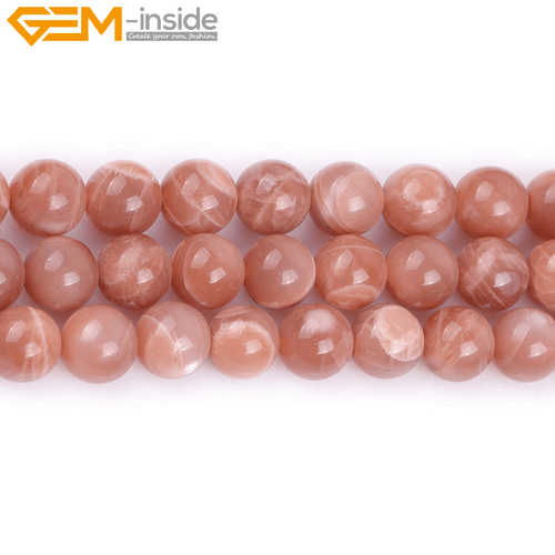 Round Orange Moonstone Natural Gemstone Beads For Jewelry Making Strand 15" Gift - Picture 38 of 38