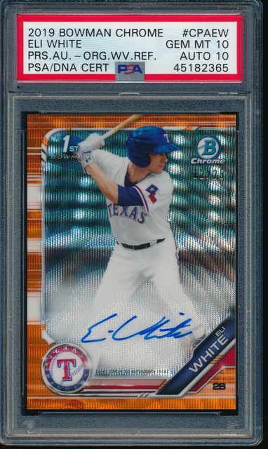PSA 10/10 ELI WHITE AUTO 2019 Bowman Chrome ORANGE WAVE REFRACTOR #/25 GEM MINT