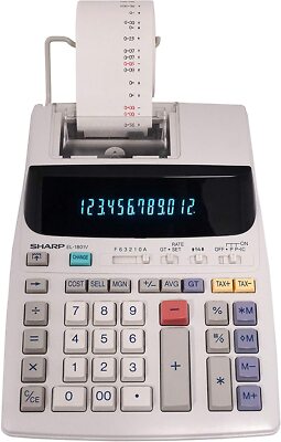 Sharp EL-1801V Portable 12-Digit 2-Color Serial Printing Calculator