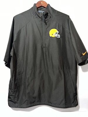 NIKE TEAM ISSUED CLEVELAND BROWNS 1/4 ZIP WIND BREAKER SIDELINE COACHES SHIRT...