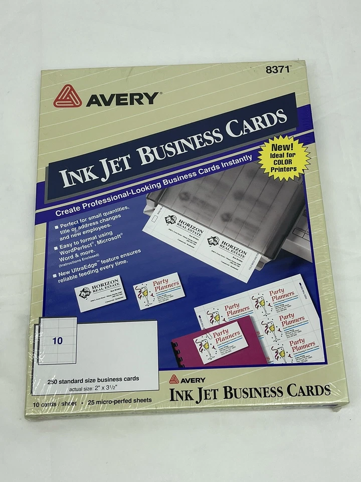 Avery Dennison 8371-250 Cards 2x3.5 White Inkjet- Kit - Upgrade FACTORY SEALED - Image 2 of 3