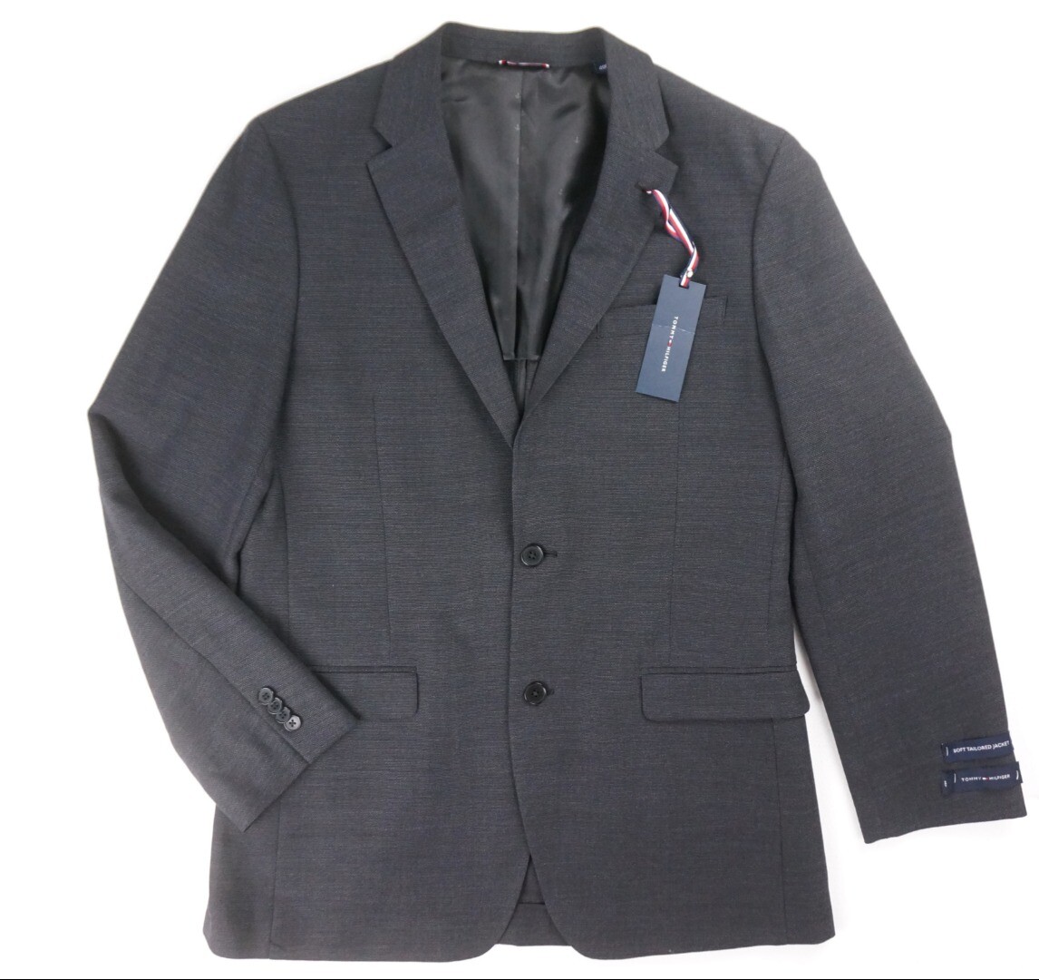 NEW $295 TOMMY HILFIGER CHARCOAL GRAY TEXTURED SOFT TAILORED BLAZER JACKET  40L