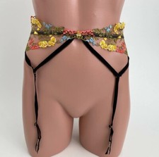 Victoria's Secret Dream Angels Floral Embroidered Garter Belt Multicolor Xs/s