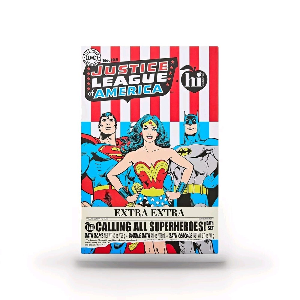 JUSTICE LEAGUE of AMERICA Bath Bomb Box Bubble Bath Bath Crackle Bath Set NEW