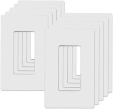 Screwless Wall Plate Decor 1 Gang for Outlet Switch Dimmer GFCi White 10 Pack UL
