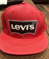 VINTAGE Levi's Hat Cap Embroidered Logo Black Snapback One Size Adult Adjustable