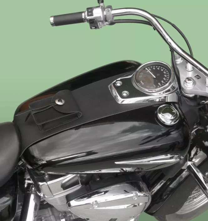 Couvre réservoir avec pochette cuir noir Honda Shadow VT 750 accessoire moto