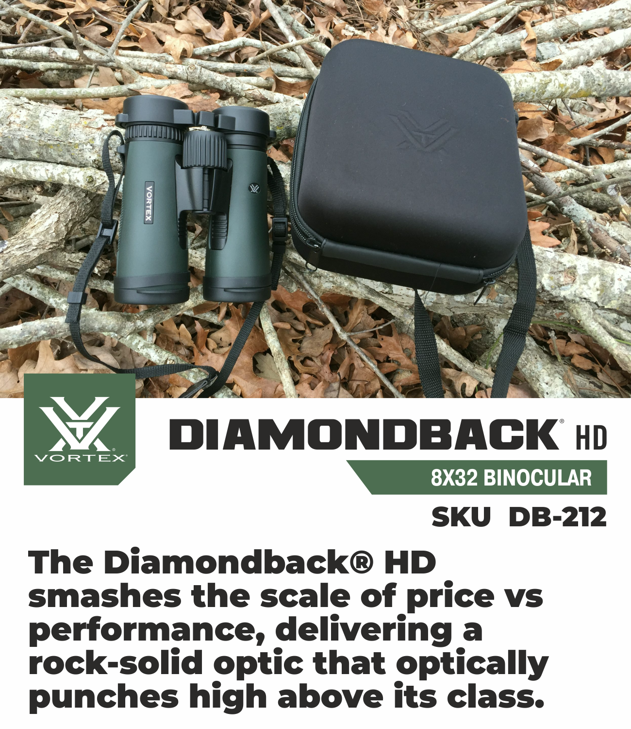 Vortex Optics Diamondback HD 8x32 Binocular with Free Camo Forest