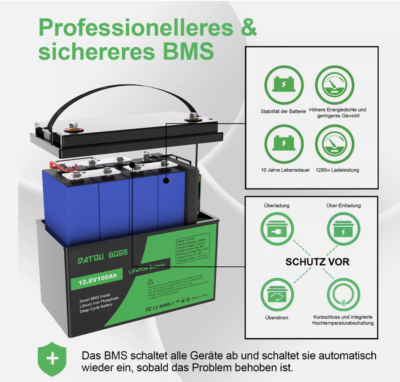 Lithium Batterie 300Ah 12V LiFePO4 Akku BMS 12000+ Zyklen