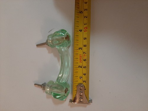 Coke Bottle Green Depression Era Glass Cabinet Pull Drawer Handle Vintage Style - Picture 4 of 5