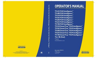 New Holland T9.565, T9.600 PLM Intelligence Tier 4B Operator Manual PDF/USB