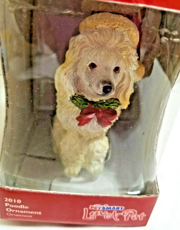 2010 Poodle Dog Puppy 3" Tall White Christmas Ornament Figurine Luv-A-Pet