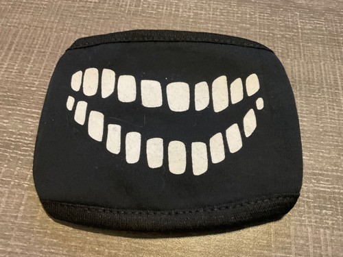 Cartoon Face Mask Cover Funny Unisex Teeth Mouth Black Cotton Printed Washable - Picture 10 of 22