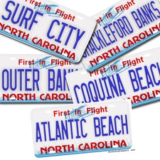North Carolina Coastal Towns And Beaches Design Aluminum License Plate Sign